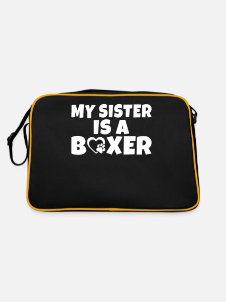 Boxer Hund Geschenke - Retro Tasche - Schwarz/Gold - Hinten