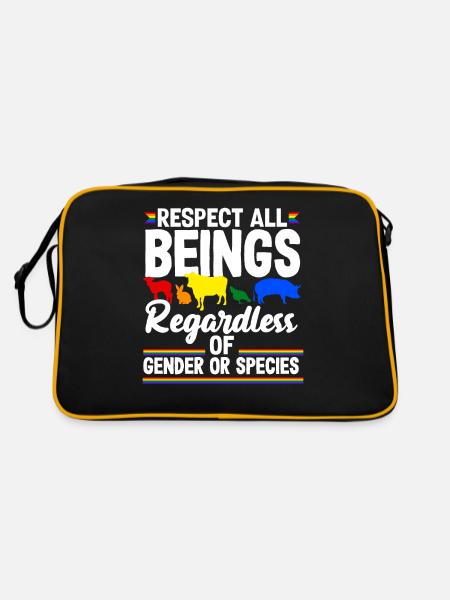 Respect all beings, regardless of gender or - Retro Bag - black/gold - Back