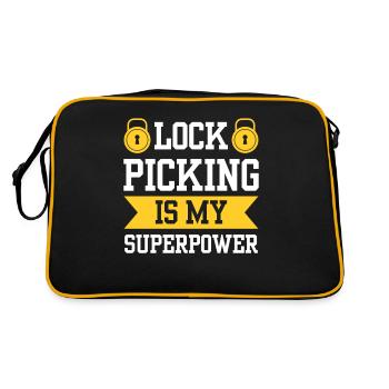 Lock picking is my superpower lock picking - Retro Bag - black/gold - Back