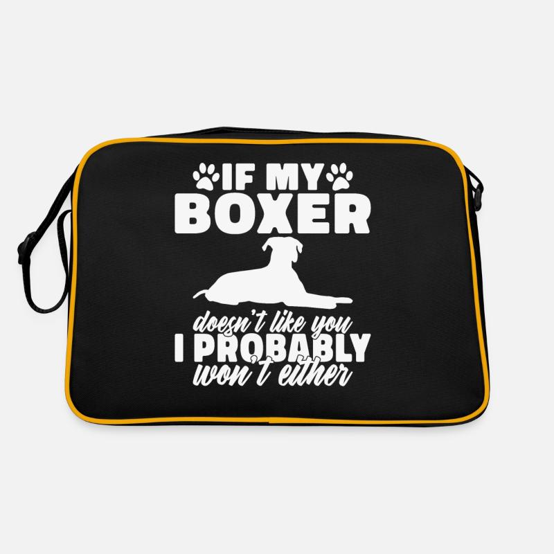 Cadeaux Boxer Dog - Sac Retro - noir/or