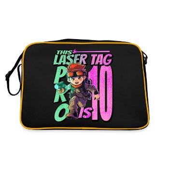 Endlich 10 Jahre Alt – Lasertag Geburtstag - Retro Tasche - Schwarz/Gold - Hinten