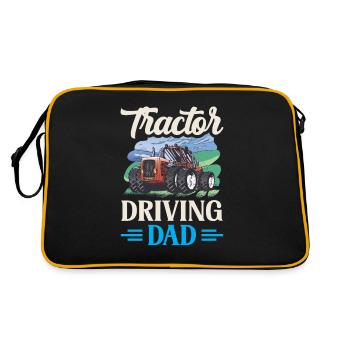 Traktor Fahrender Vater Bauernhof Landwirt Bauer - Retro Tasche - Schwarz/Gold - Hinten