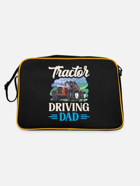 Tractor Driving Father Farm Farmer Farmer - Retro Bag - black/gold - Back