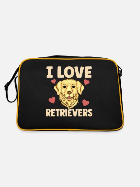 I Love Retrievers Dog Pet Retrievers - Retro Bag - black/gold - Back