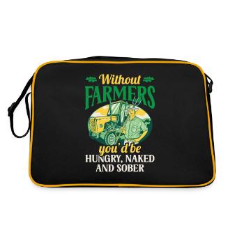 Ohne Landwirte Wärst Du Hungrig Nackt Und Nüchtern - Retro Tasche - Schwarz/Gold - Hinten