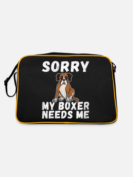 Boxer Hund Geschenke - Retro Tasche - Schwarz/Gold - Hinten