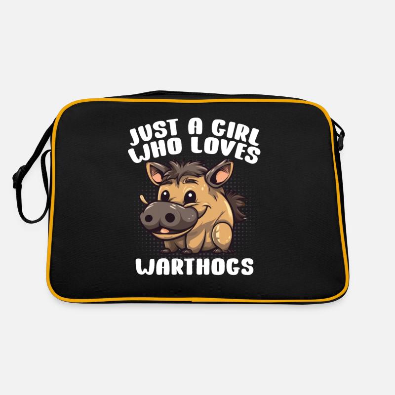 Warzenschwein - Retro Tasche - Schwarz/Gold