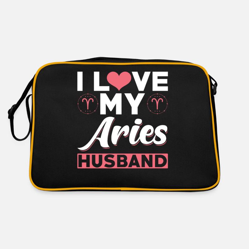 Ich Liebe meinen Widder Ehemann - Retro Tasche - Schwarz/Gold