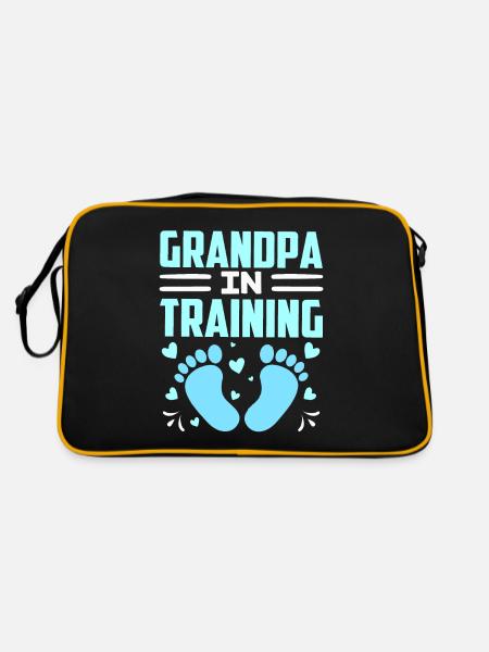 Grandpa In Training Cute Grandparents First Time - Retro Bag - black/gold - Back