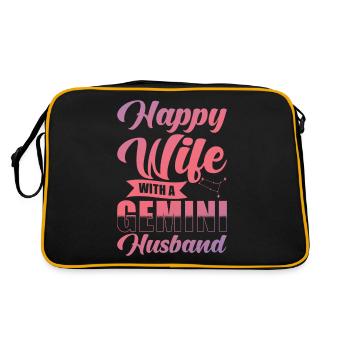 Femme heureuse Gémeaux avec mari Verseau - Sac Retro - noir/or - Dos