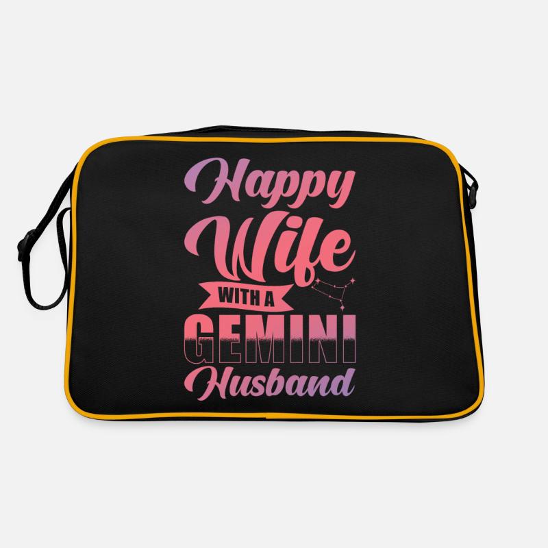 Femme heureuse Gémeaux avec mari Verseau Sac Retro