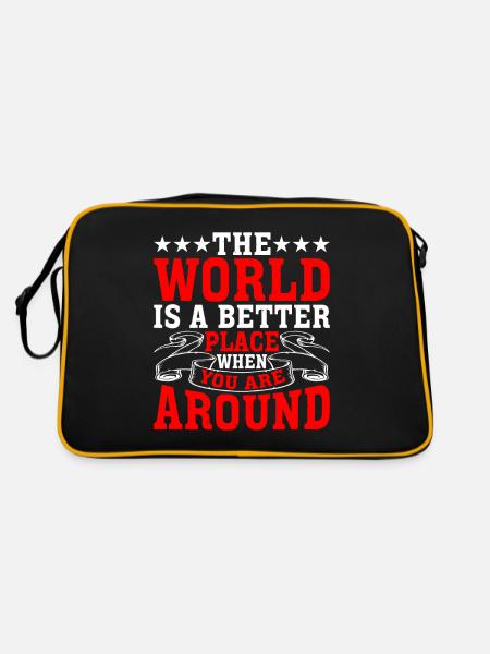The World Is A Better Place When You Are Around - Retro Tasche - Schwarz/Gold - Hinten