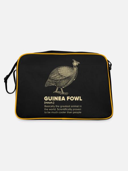 Perlhuhn - Retro Tasche - Schwarz/Gold - Hinten
