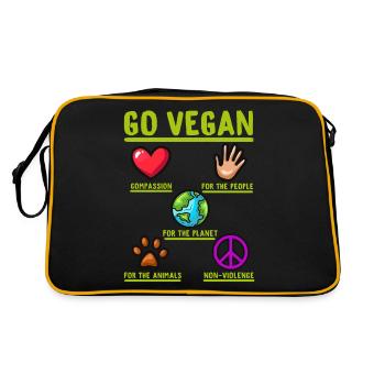 Go Vegan Cadeau drôle d’herbivore - Sac Retro - noir/or - Dos