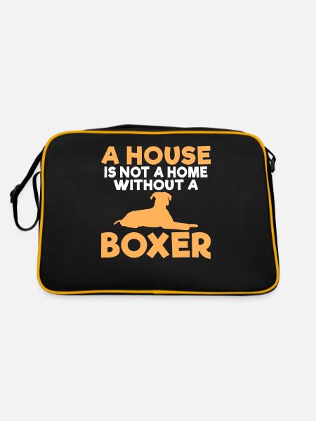 Boxer Hund Geschenke - Retro Tasche - Schwarz/Gold - Hinten