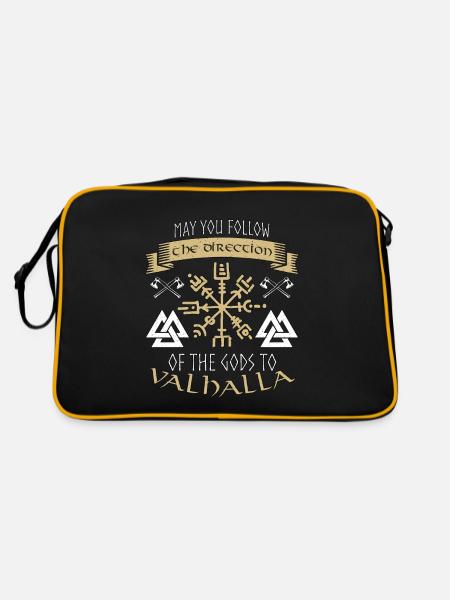Norse Mythology Short May You Follow Mystic Runes - Retro Tasche - Schwarz/Gold - Hinten