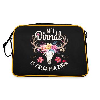 Ersatz Dirndl Schwangerschaft Umstandsdirndl Shirt - Retro Tasche - Schwarz/Gold - Hinten
