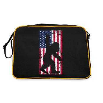 Patriotic Myth: Retro Bigfoot Meets July 4th - Retro Tasche - Schwarz/Gold - Hinten