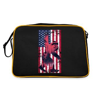 Patriotic Myth: Retro Bigfoot Meets July 4th - Retro Tasche - Schwarz/Gold - Hinten