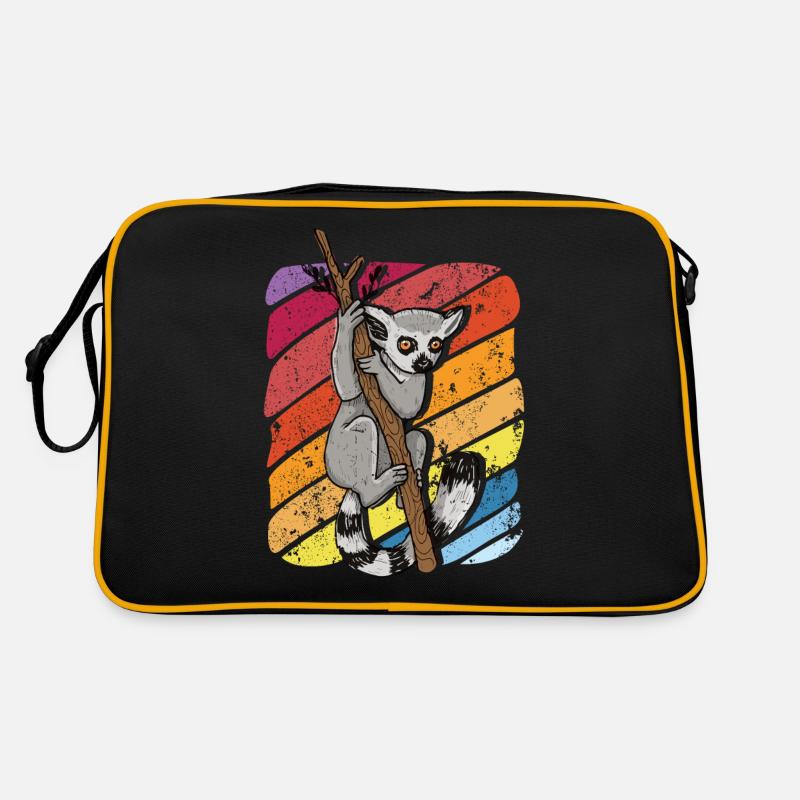 Lemur - Retro Tasche - Schwarz/Gold