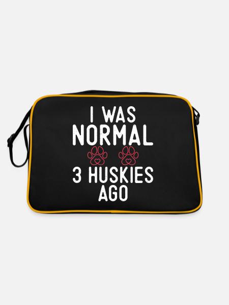 Husky-Hunde-Geschenke - Retro Tasche - Schwarz/Gold - Hinten