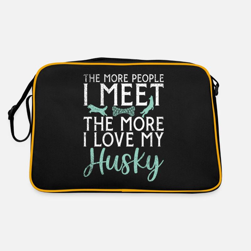 Husky-Hunde-Geschenke - Retro Tasche - Schwarz/Gold