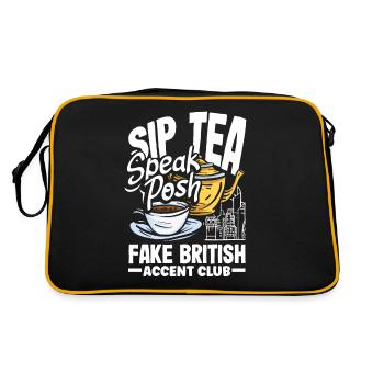 Sip Tea Speak Posh Fake British Accent Club - Retro Bag - black/gold - Back