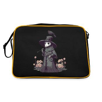 Pestdoktor Kawaii Pastel Goth Anime Aesthetic Nu - Retro Tasche - Schwarz/Gold - Hinten