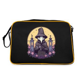 Pastell Goth Niedlicher Gruseliger Pestdoktor - Retro Tasche - Schwarz/Gold - Hinten