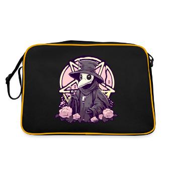 Gruseliger Pestdoktor In Pastell Goth Mit Rosen - Retro Tasche - Schwarz/Gold - Hinten