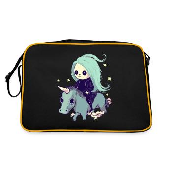 Pastell Goth Kawaii Süßes - Retro Tasche - Schwarz/Gold - Hinten