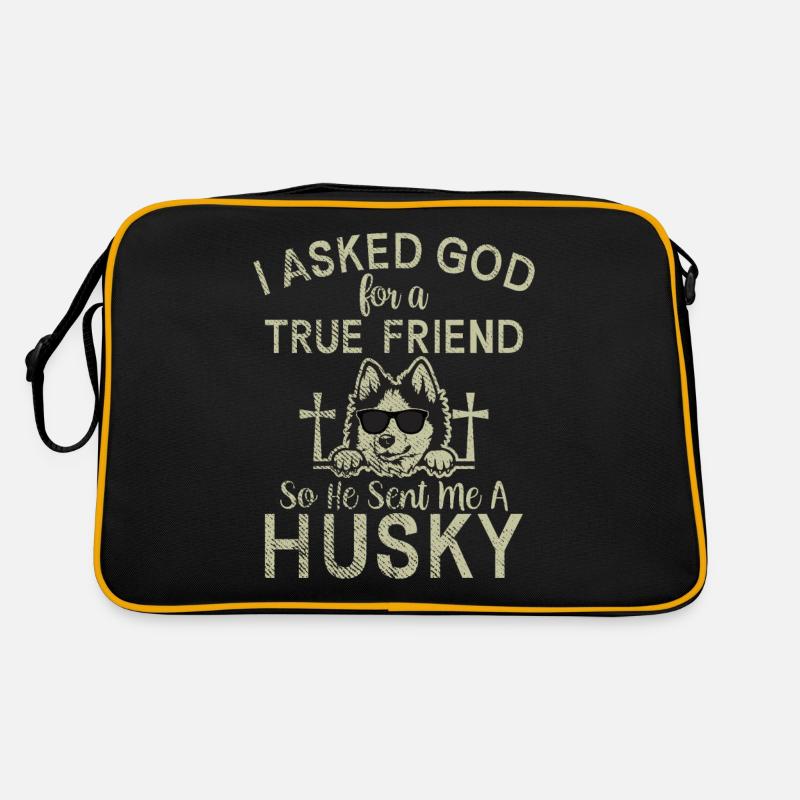 Husky-Hunde-Geschenke Retro Tasche