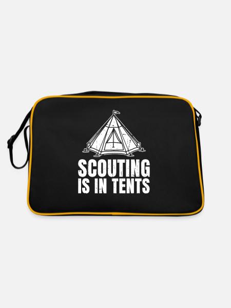 Pfadfinder Scouting Is In Tents - Retro Tasche - Schwarz/Gold - Hinten