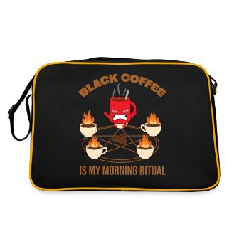 Schwarzer Kaffee ist mein Morgenritual - Retro Tasche - Schwarz/Gold - Hinten