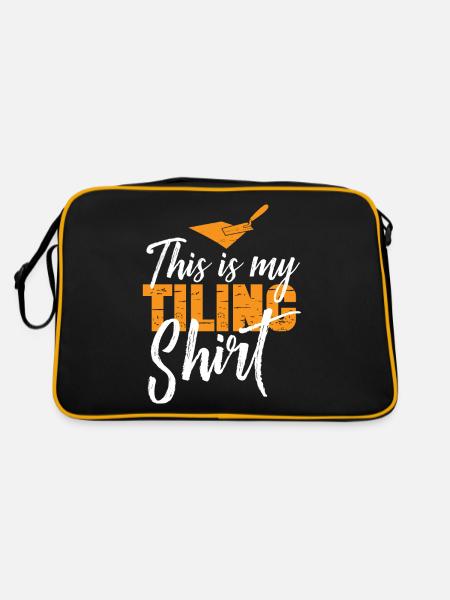 Lustiger Fliesenleger Spruch Handwerker - Retro Tasche - Schwarz/Gold - Hinten