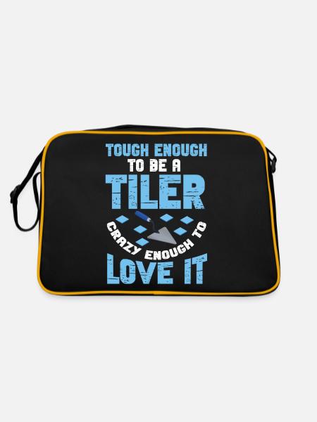 Lustiger Fliesenleger Spruch Handwerker - Retro Tasche - Schwarz/Gold - Hinten
