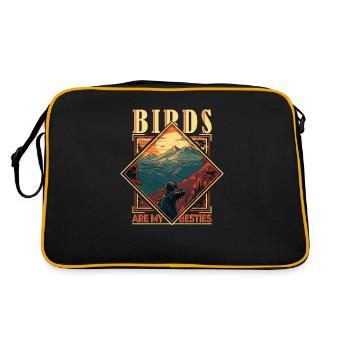Birds Are My Besties: Retro Bird-Watching - Retro Tasche - Schwarz/Gold - Hinten