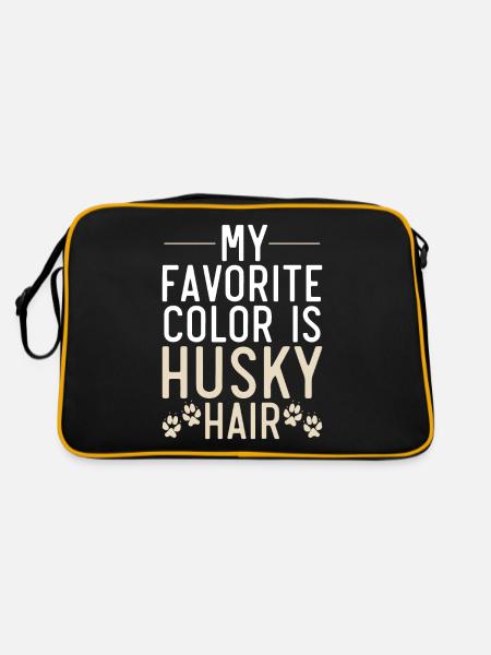 Husky Dog Gifts - Retro Bag - black/gold - Back