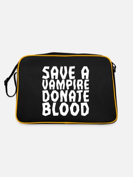 Save A Vampire, Donate Blood - Retro Tasche - Schwarz/Gold - Hinten