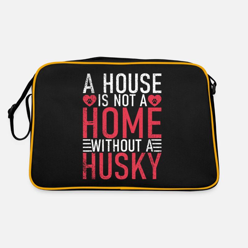 Husky-Hunde-Geschenke - Retro Tasche - Schwarz/Gold