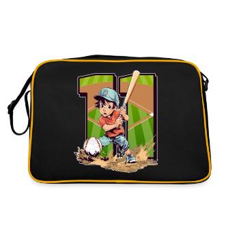 Baseball Birthday - 11 years old boy - 11. - Retro Bag - black/gold - Back