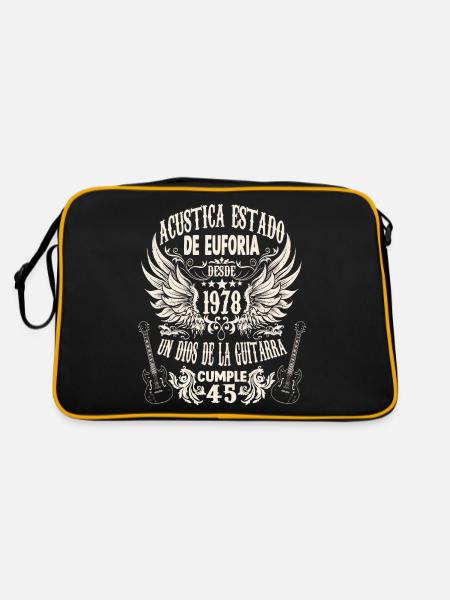 guitar fan musician guitarists birthday 1978 - Retro Tasche - Schwarz/Gold - Hinten