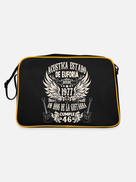 Hobby musician guitarist birthday 1977 - Retro Tasche - Schwarz/Gold - Hinten