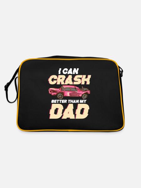 Ich kann besser abstürzen als mein Vater - Retro Tasche - Schwarz/Gold - Hinten