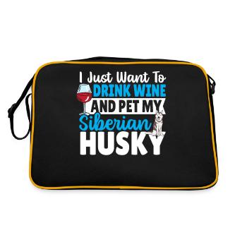 Ich möchte nur Wein trinken und meinen Siberian - Retro Tasche - Schwarz/Gold - Hinten