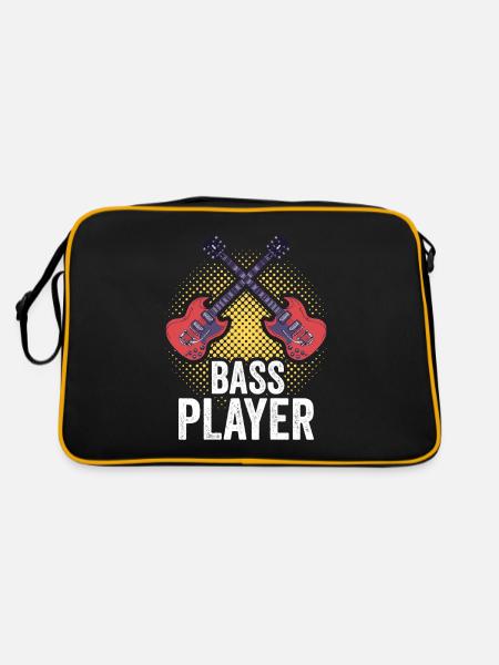 Bassiste Bass Guitariste Basse Guitare Basse Musicien - Sac Retro - noir/or - Dos