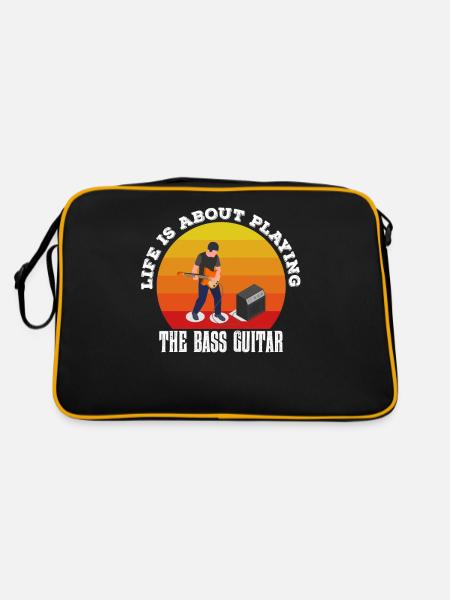 La vie consiste à jouer de la guitare basse - Sac Retro - noir/or - Dos