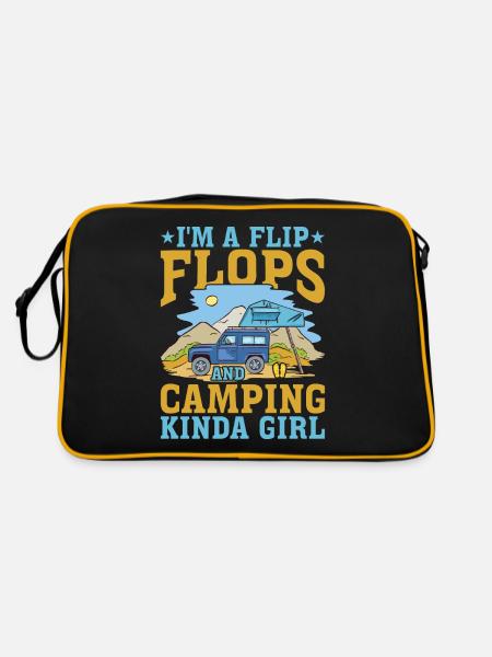 Je suis une Flip Flops et Camping Kinda Girl 3 - Sac Retro - noir/or - Dos