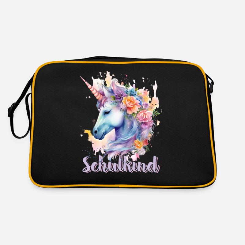 Einhorn Blumen Schulkind Einschulung 2023 Retro Tasche