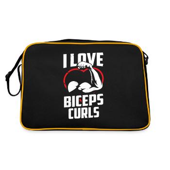 I love bicep curls biceps muscles sayings - Retro Bag - black/gold - Back